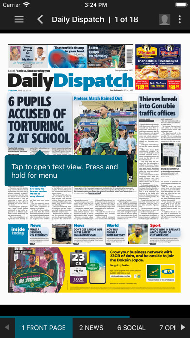 Emulate iPhone app Daily Dispatch E-Edition using MyAndroid