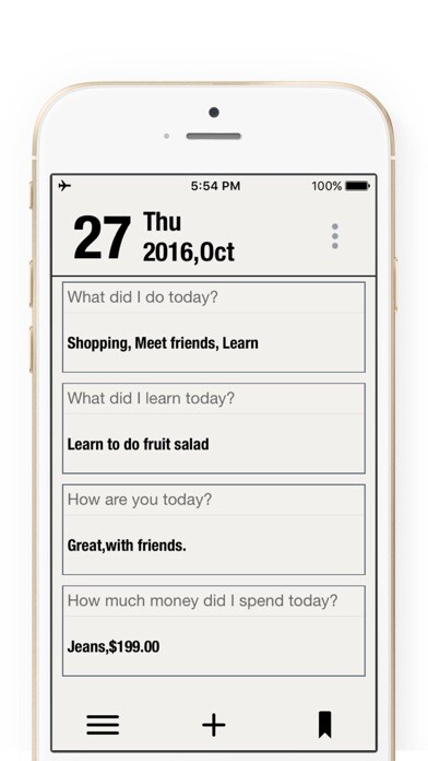 Emulate iPhone app Daily Grid Journal -Diary memo using MyAndroid