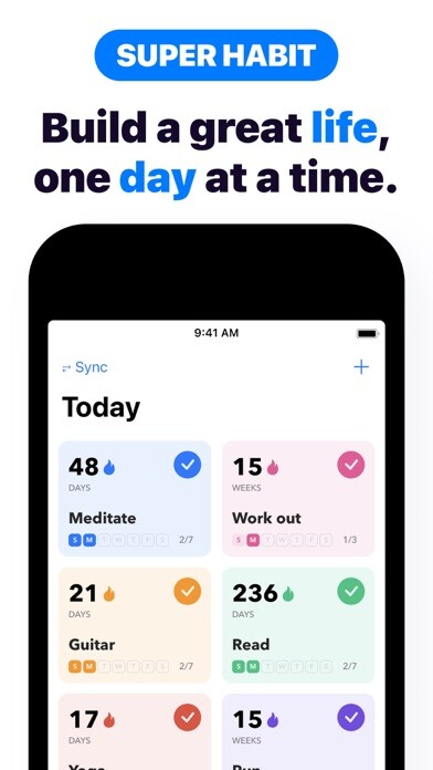 Emulate iPhone app Daily Habit Tracker: Goals using MyAndroid