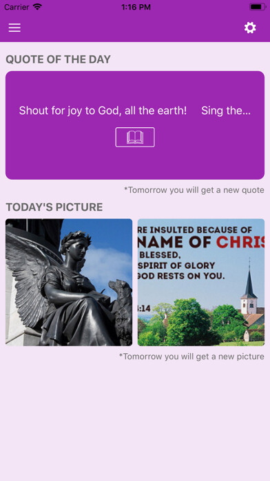 Emulate iPhone app Daily Psalms Bible Verses using MyAndroid