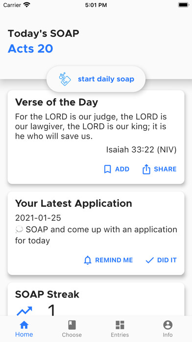 Emulate iPhone app Daily SOAP - Bible reading app using MyAndroid