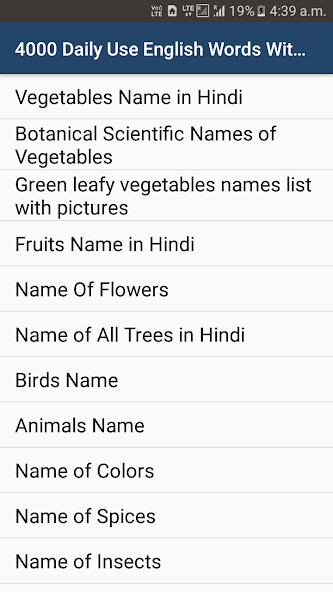 Run android online APK Daily Use English Words With Hindi Meaning from MyAndroid or emulate Daily Use English Words With Hindi Meaning using MyAndroid