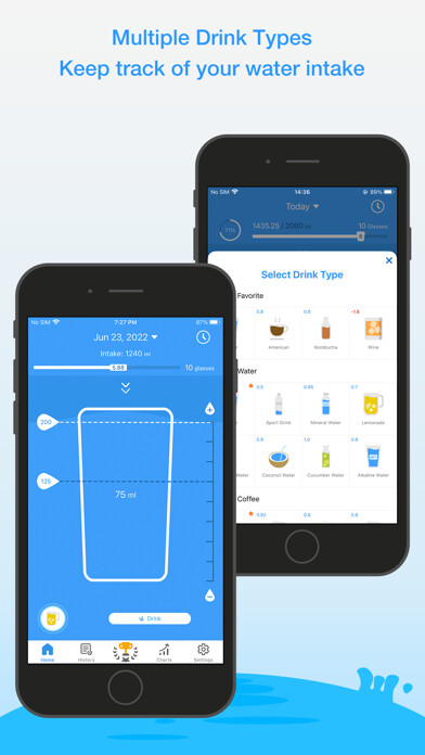 Emulate iPhone app Daily Water - Drink Reminder using MyAndroid