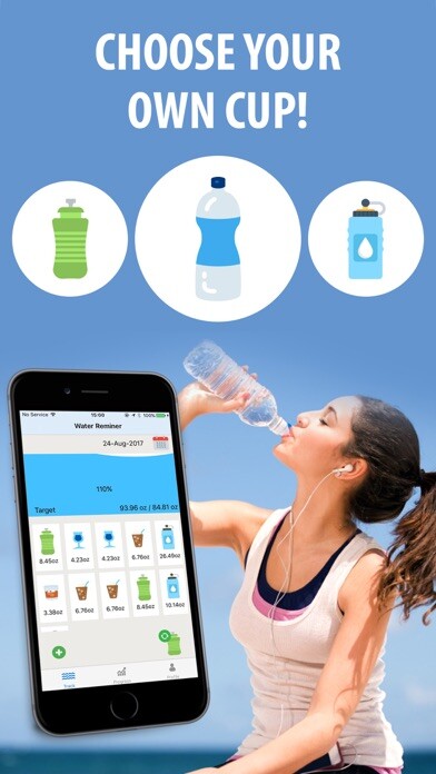 Emulate iPhone app Daily Water intake: balance hydrate level using MyAndroid