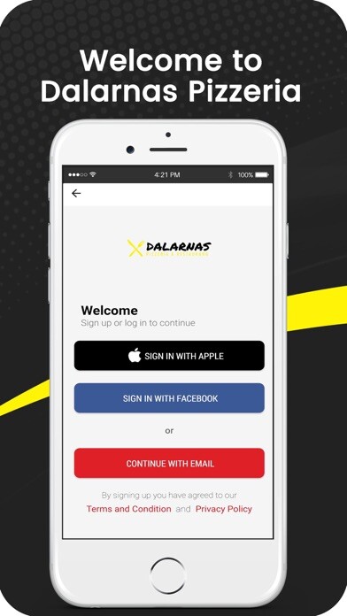 Emulate iPhone app Dalarnas Pizzeria using MyAndroid