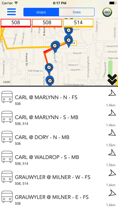 Emulate iPhone app Dallas Public Transport Guide using MyAndroid