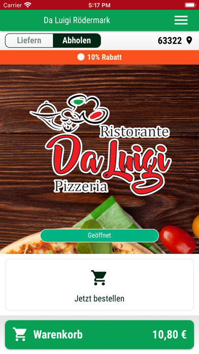 Emulate iPhone app Da Luigi Rödermark using MyAndroid