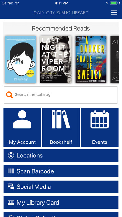 Emulate iPhone app Daly City Library using MyAndroid