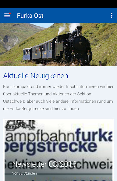 Emulate iPhone app Dampfbahn Furka-Bergstrecke using MyAndroid
