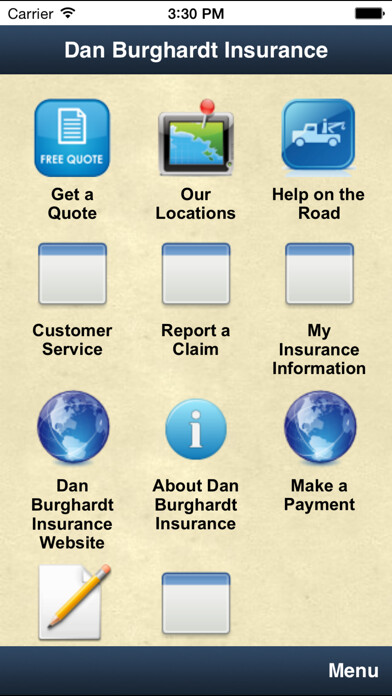 Emulate iPhone app Dan Burghardt Insurance using MyAndroid