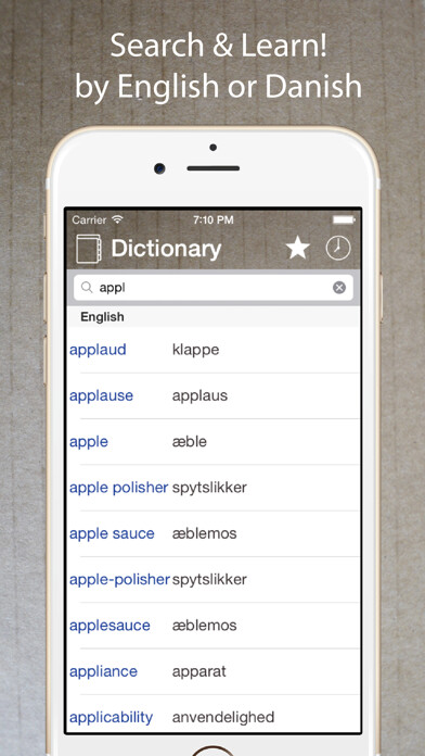Emulate iPhone app Danish English Dictionary Pro using MyAndroid Emulate iPhone app Danish English Dictionary Pro using MyAndroid