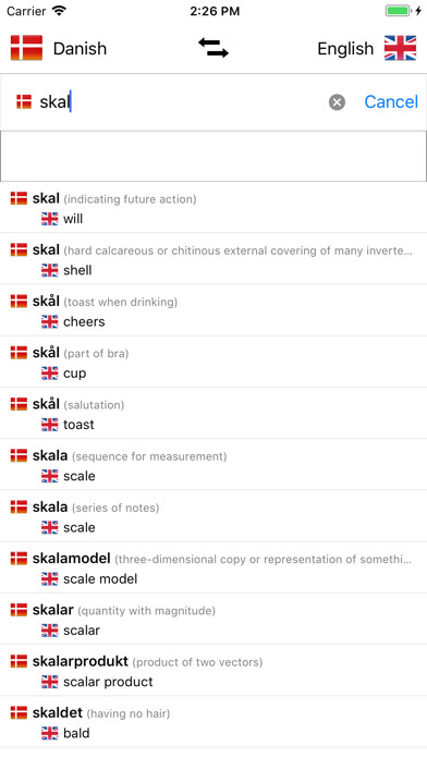 Emulate iPhone app Danish-English Dictionary using MyAndroid Emulate iPhone app Danish-English Dictionary using MyAndroid