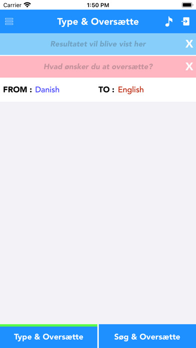 Emulate iPhone app Danish to English Translate using MyAndroid