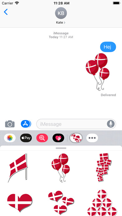 Emulate iPhone app Dannebrog 800 stickers using MyAndroid
