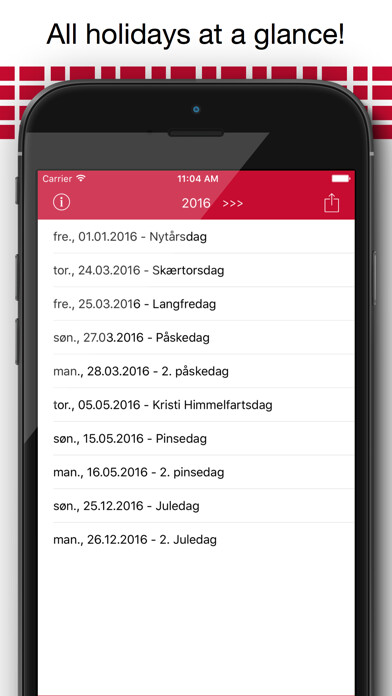 Emulate iPhone app Danske helligdage - Holiday Kalender 2016 i Danmark til orlov og ferie planlægning using MyAndroid Emulate iPhone app Danske helligdage - Holiday Kalender 2016 i Danmark til orlov og ferie planlægning using MyAndroid