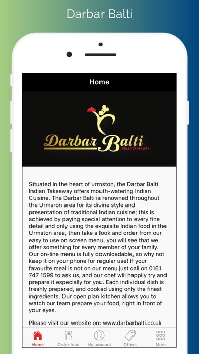 Emulate iPhone app Darbar Balti Urmston using MyAndroid Emulate iPhone app Darbar Balti Urmston using MyAndroid