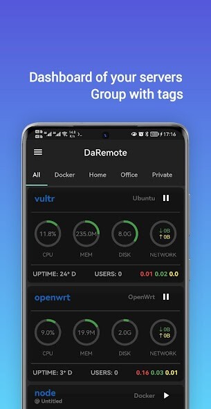 Run android online APK DaRemote: ssh,linux,docker,bsd from MyAndroid or emulate DaRemote: ssh,linux,docker,bsd using MyAndroid