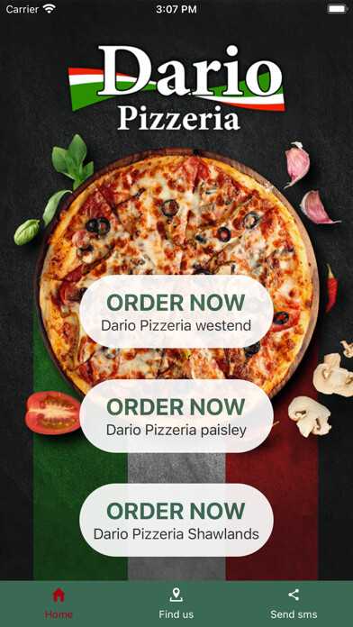 Emulate iPhone app Dario Pizzeria Glasgow using MyAndroid