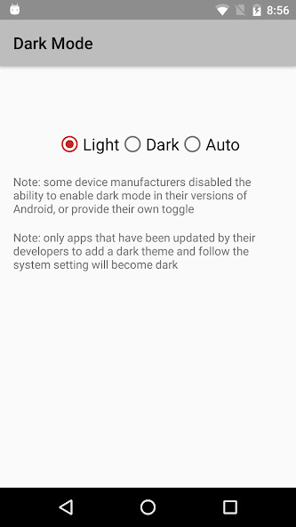 Run android online APK Dark Mode Toggle from MyAndroid or emulate Dark Mode Toggle using MyAndroid