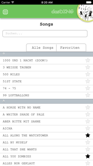 Emulate iPhone app dasDing 1 Songbook using MyAndroid