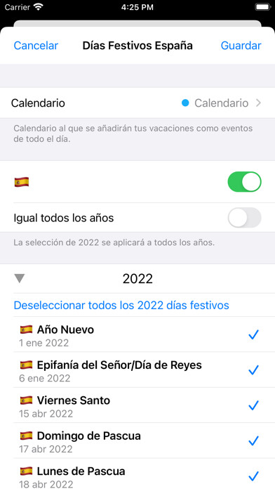 Emulate iPhone app Días festivos España 2023 using MyAndroid Emulate iPhone app Días festivos España 2023 using MyAndroid