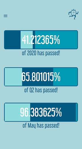 Run android online APK Dashing Clock - Percent Progress of Day/Month/Year from MyAndroid or emulate Dashing Clock - Percent Progress of Day/Month/Year using MyAndroid