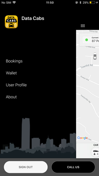 Emulate iPhone app Data Cabs Swansea using MyAndroid Emulate iPhone app Data Cabs Swansea using MyAndroid
