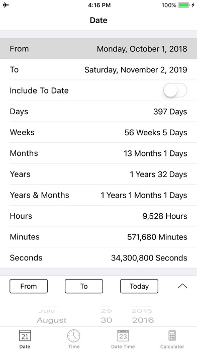 Emulate iPhone app Date and Time Calculator Pro using MyAndroid Emulate iPhone app Date and Time Calculator Pro using MyAndroid