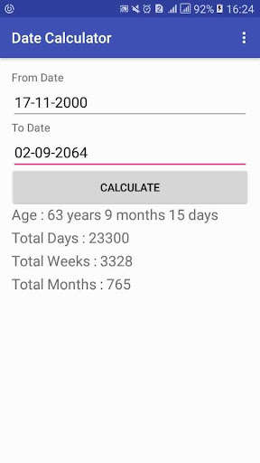 Run android online APK Date Calculator : Age Day Week Month Year from MyAndroid or emulate Date Calculator : Age Day Week Month Year using MyAndroid