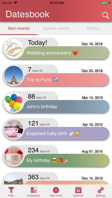 Emulate iPhone app Datesbook @ all life events using MyAndroid