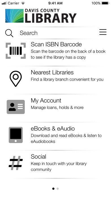 Emulate iPhone app Davis County Library using MyAndroid