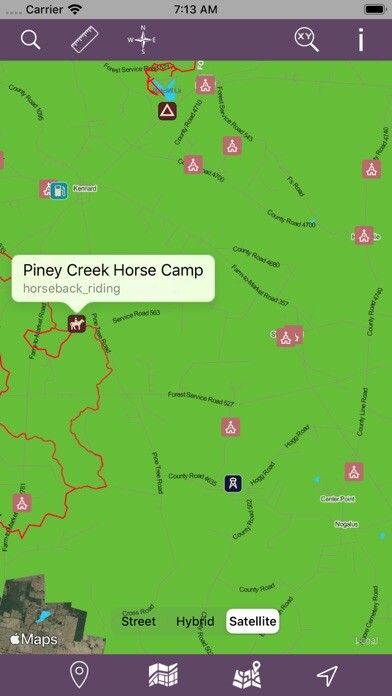 Emulate iPhone app Davy Crockett National Forest. using MyAndroid