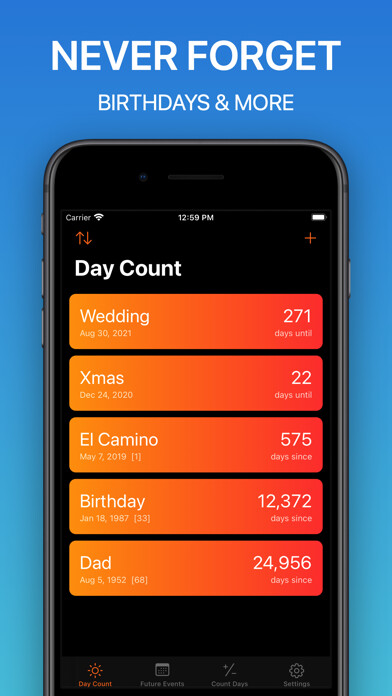 Emulate iPhone app Day Count & Birthday Reminder using MyAndroid Emulate iPhone app Day Count & Birthday Reminder using MyAndroid