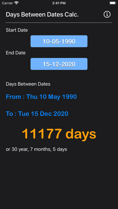 Emulate iPhone app Days Between Dates Calculator using MyAndroid Emulate iPhone app Days Between Dates Calculator using MyAndroid