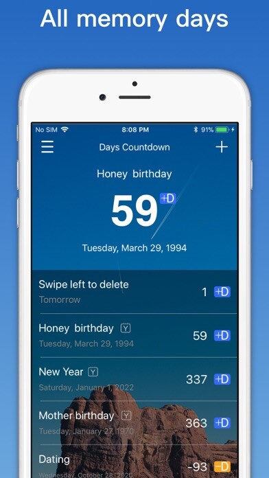 Emulate iPhone app Days Countdown - date reminder using MyAndroid Emulate iPhone app Days Countdown - date reminder using MyAndroid
