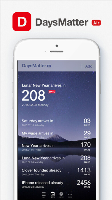 Emulate iPhone app Days Matter Air - Countdown using MyAndroid Emulate iPhone app Days Matter Air - Countdown using MyAndroid