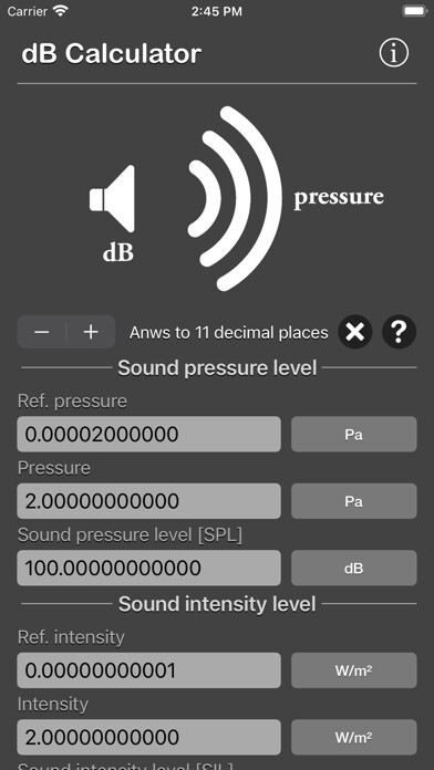 Emulate iPhone app dB Calculator Plus using MyAndroid