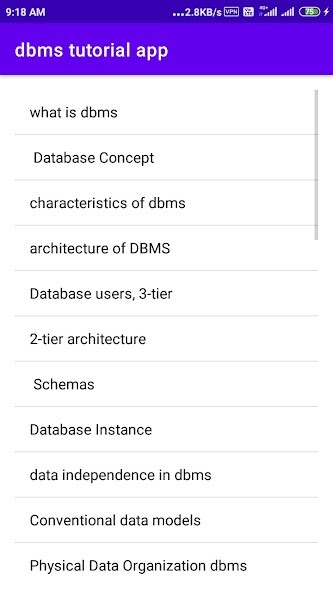 Run android online APK dbms tutorial app from MyAndroid or emulate dbms tutorial app using MyAndroid