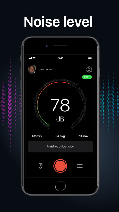 Emulate iPhone app dBNoise: decibel level meter using MyAndroid