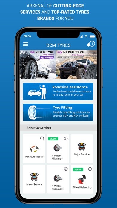 Emulate iPhone app DCM Tyre Blandford using MyAndroid