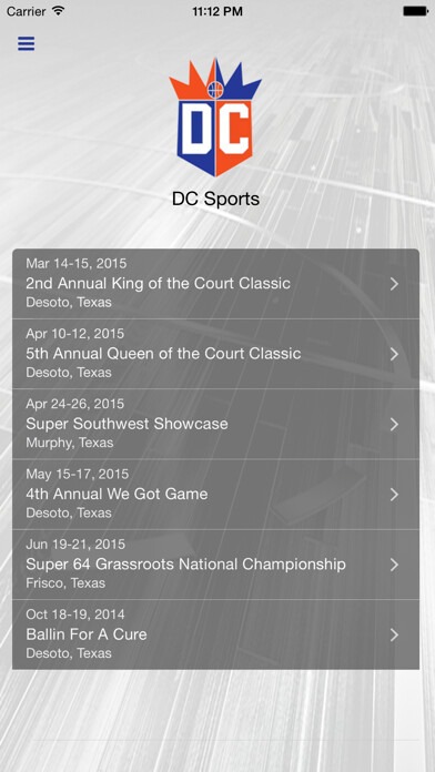 Emulate iPhone app DC Sports (Events) using MyAndroid