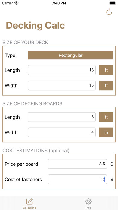 Emulate iPhone app Decking calculator, material using MyAndroid Emulate iPhone app Decking calculator, material using MyAndroid