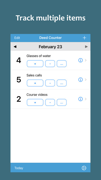 Emulate iPhone app Deed Counter - Daily Tracker using MyAndroid Emulate iPhone app Deed Counter - Daily Tracker using MyAndroid