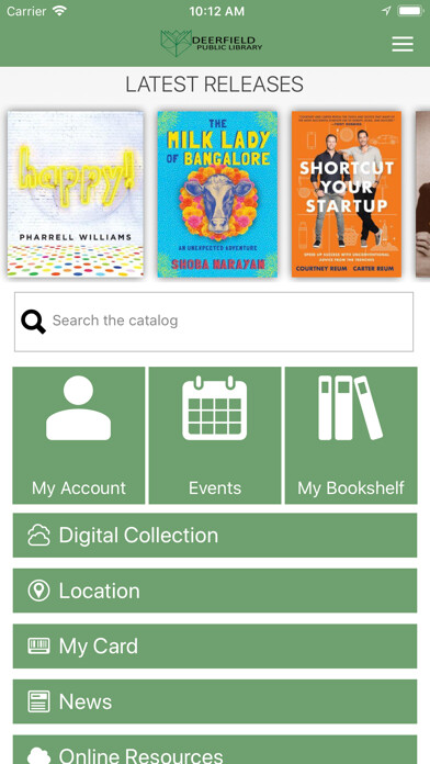 Emulate iPhone app Deerfield Public Library using MyAndroid
