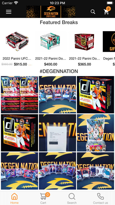 Emulate iPhone app Degen Nation Sports Cards using MyAndroid