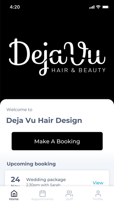 Emulate iPhone app Deja Vu Hair Design using MyAndroid
