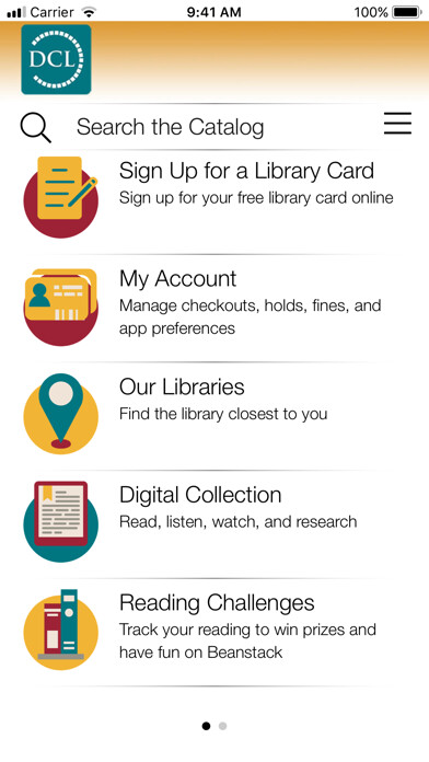 Emulate iPhone app Delaware County Libraries using MyAndroid