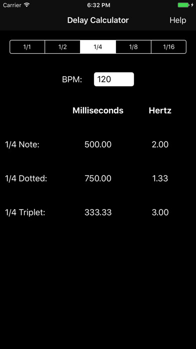 Emulate iPhone app Delay Calc using MyAndroid