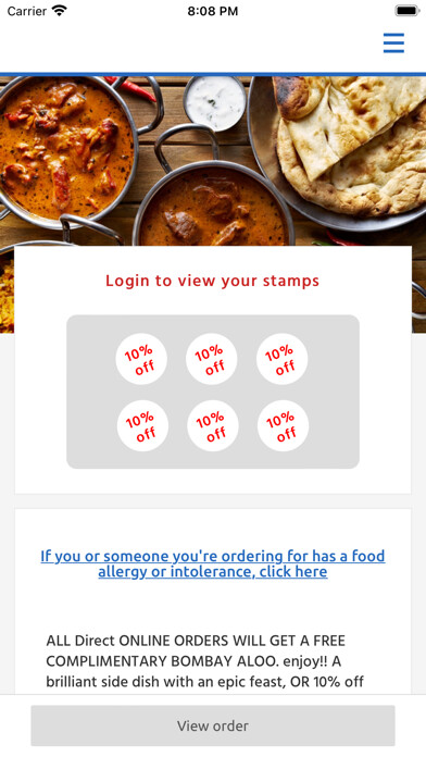 Emulate iPhone app Delicious The Finest Indian Cu using MyAndroid