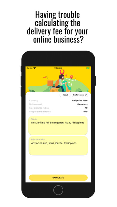 Emulate iPhone app DeliveryFeePH using MyAndroid